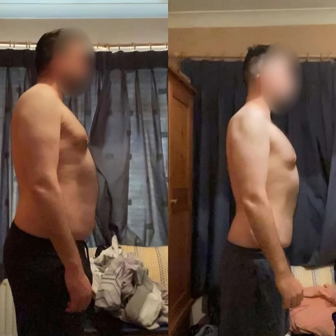 Kevin, before and after 90 days of online coaching