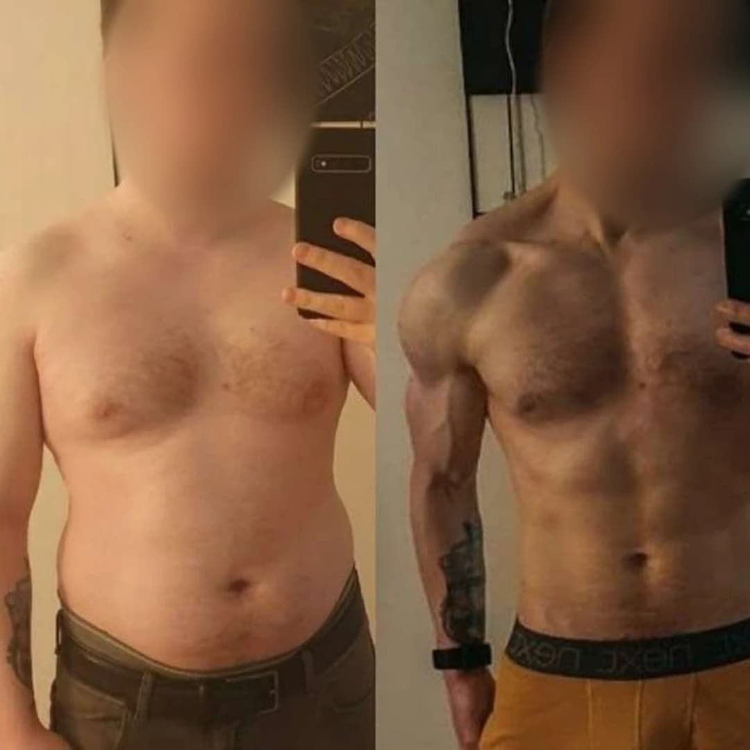 Chris, before and after transformation